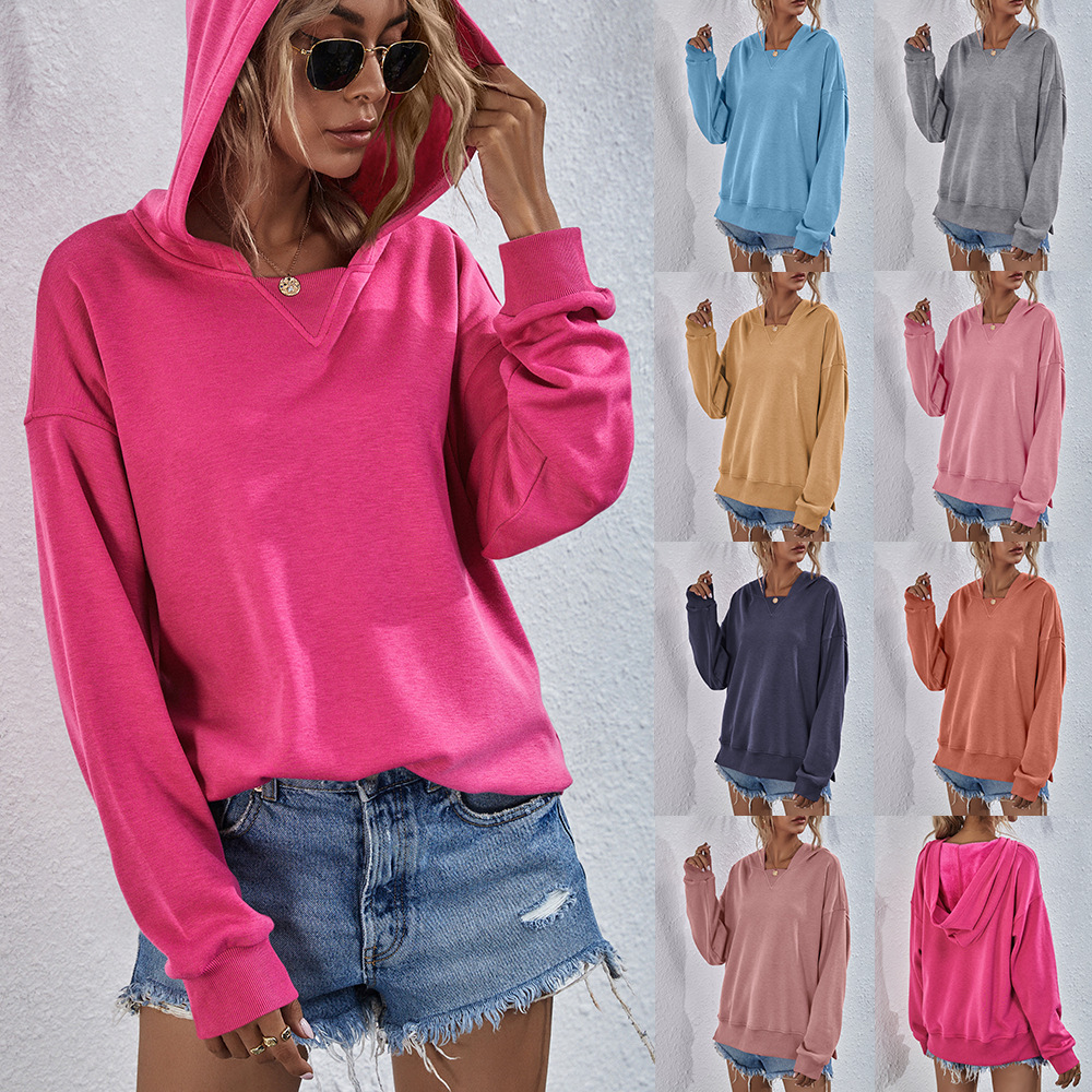 CofeeMO Womens Plus Size Long Sleeve Solid Color Strappy Pullover Sweatshirt  Hoodie Fall Tops Casual Loose Shirt, Pink, Large : : Clothing,  Shoes & Accessories